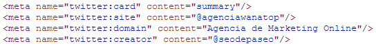 codigo meta twitter cards