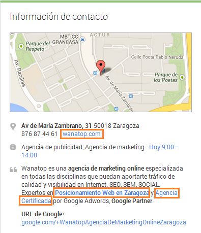 enlace google plus local