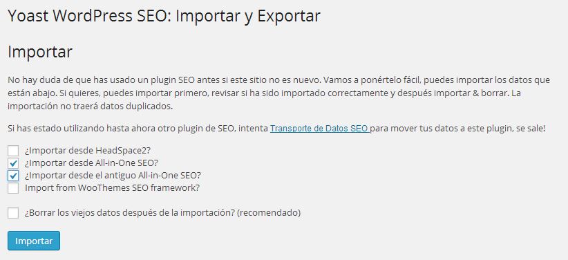 Importar Exportar SEO