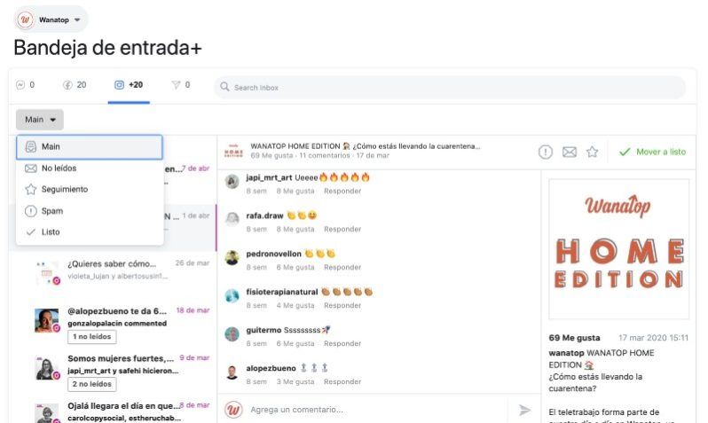 comentarios creator studio