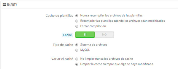 Smarty cache prestashop