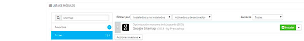 Módulo sitemap Prestashop