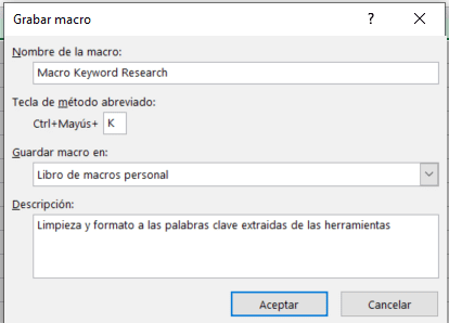 como hacer keyword research grabacion macro excel 2 Keyword research: Guia para realizar tu propio estudio de palabras clave