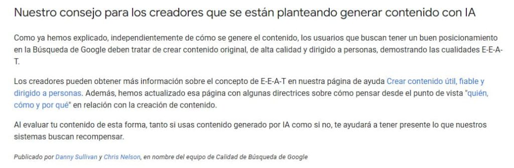 contenido generado con ia google